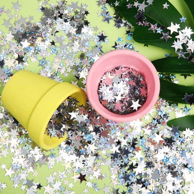 Hestya 60g Star Confetti Glitter Table Confetti Metallic Foil Stars for Christmas Party Wedding Festival Decorations(Silver Set,10mm and 6mm) - Image 5